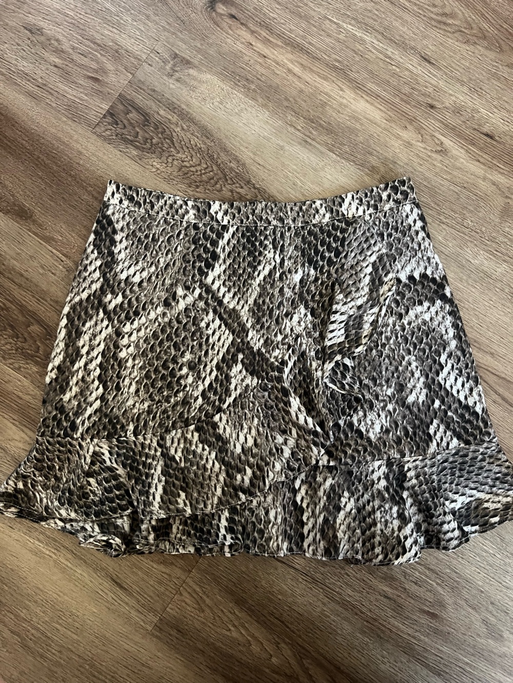 Olivaceous Snake-Print Mini Skirt in Brown and Black